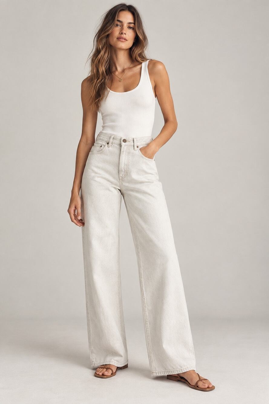 Favorite Daughter The Masha Wide Leg High Rise Jeans Stone Ivory Size 31